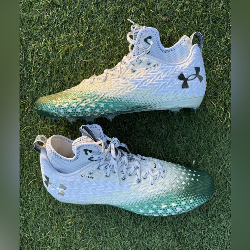 Under Armour Green/White UA Spotlight Chrome 3.0 MC Football Cleats Sz(16)